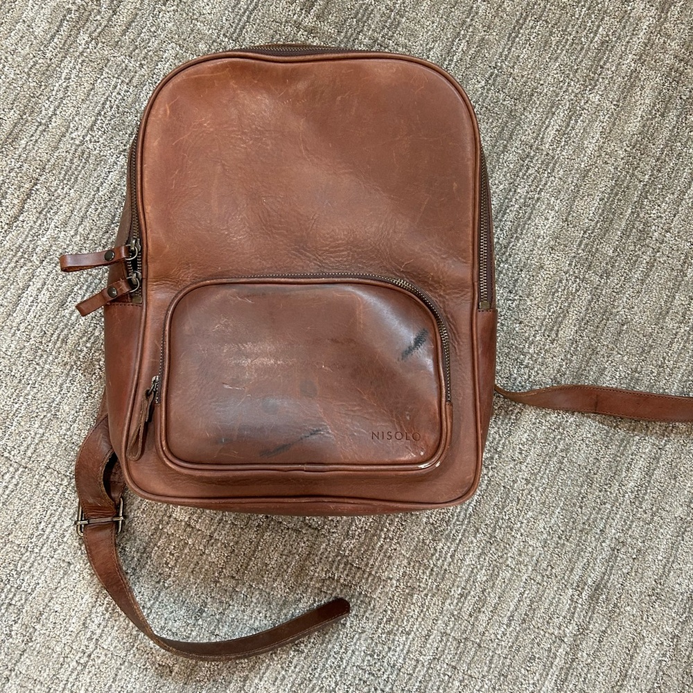 Nisolo Cordoba leather backpack brown